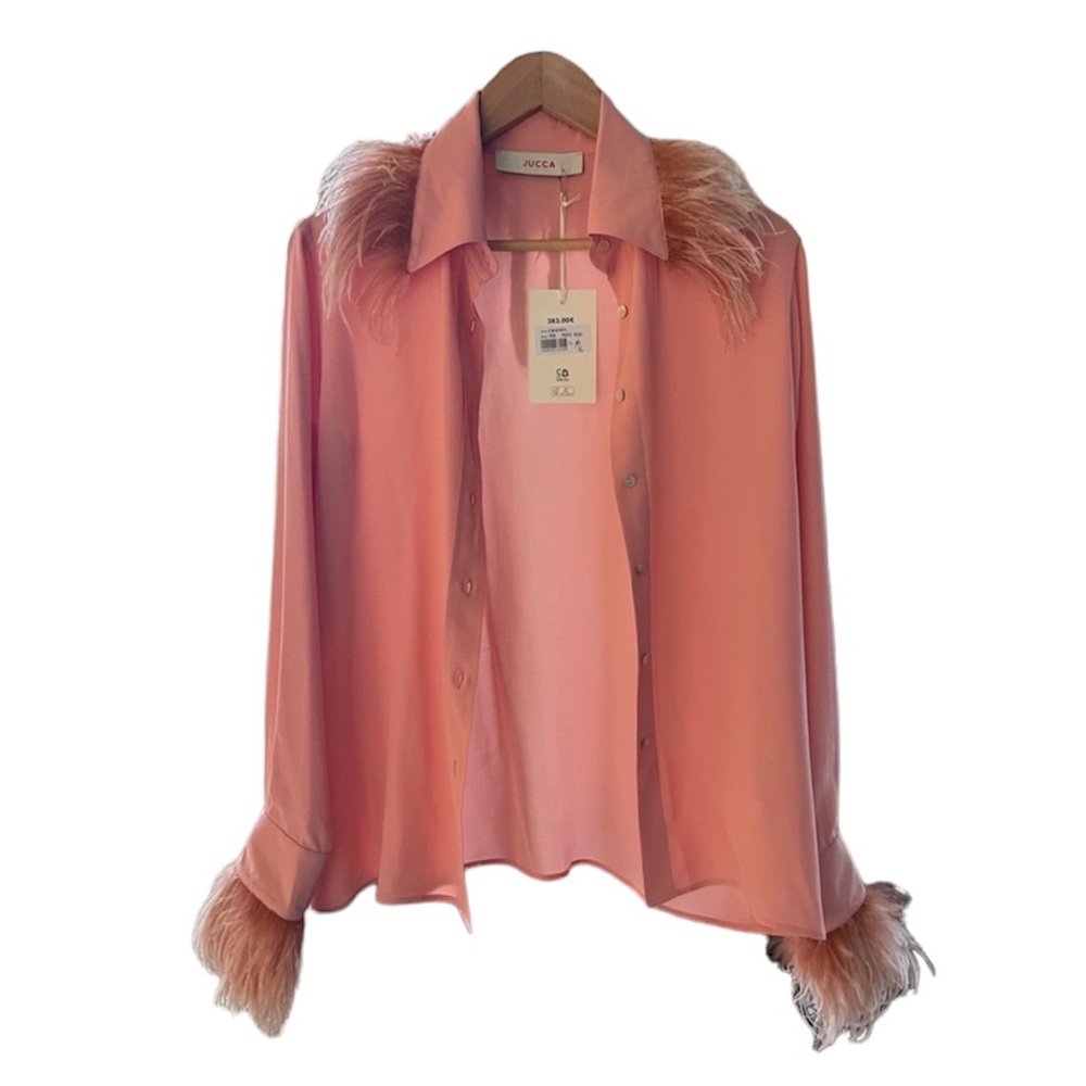 NWT Italian Brand Real Feathered Blouse